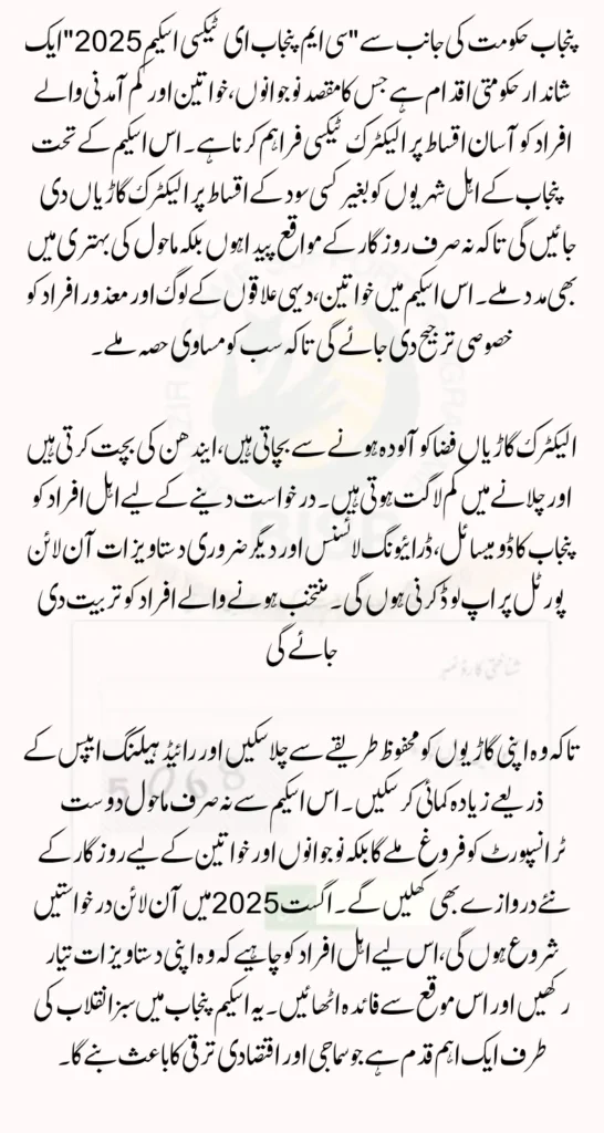 CM Punjab E Taxi Scheme 2025 Eligibility Complete Details Guide Step by Step