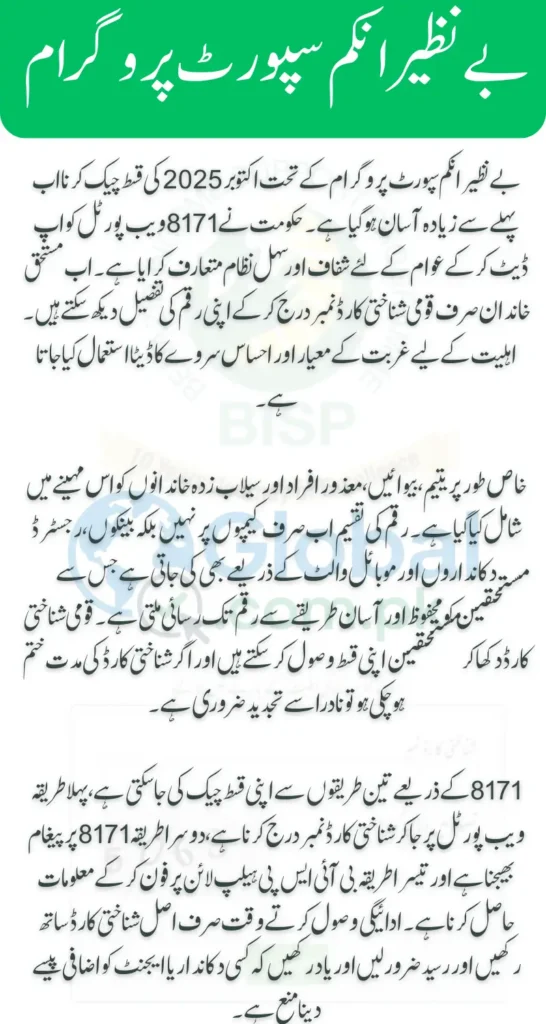 BISP 8171 Web Portal October 2025 Update Step-by-Step Payment Check Procedure